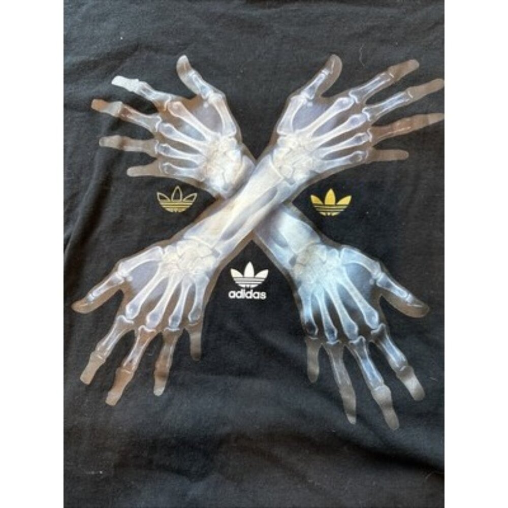 Rare Adidas Skeleton Arms Black T Shirt Medium